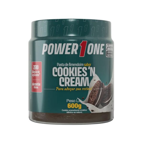 Pasta de Amendoim Power1One - Cookies N Cream 600 G