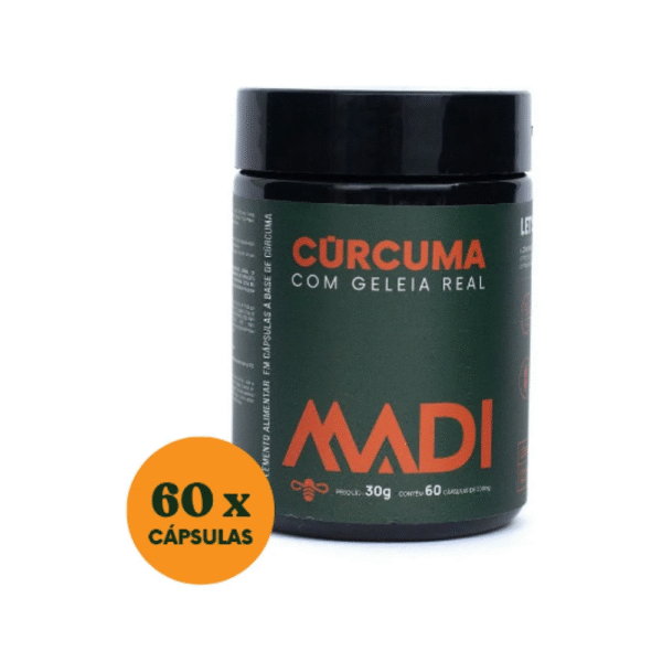 Suplemento Alimentar Curcuma e Geleia Real 60 Capsulas MaDi